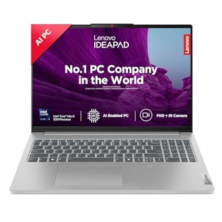 Lenovo IdeaPad Slim 5 Intel Core Ultra 5 125H Built-in AI 16" (40.6cm) WUXGA-IPS 300Nits Thin & Light Laptop (16GB/1TB SSD/Win 11/Office 21/FHD+IR Camera/Alexa/3 Mon GamePass/Grey/1.8Kg), 83DC0003IN